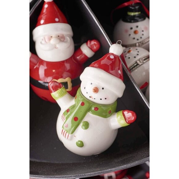 Santa or Snowman Ceramic Bell Ornaments - Picture 2 of 8